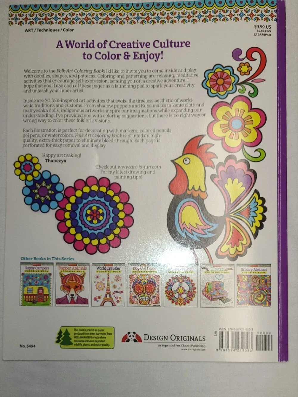 Bundle of 3 Adult Coloring Books - Folk Art, Fabulous 50's Fashions, Colorama